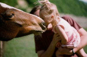 niña besa caballo