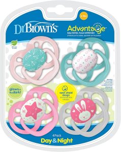 Dr. Brown's Advantage Pacifier with Pacifier Clip, 0-6M, Blue, 2 Count